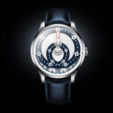 Mandetbrote Mechanical Exception Leather Strap Men's Watch - Orbital | Blue Flow