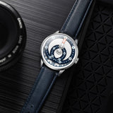 Mandetbrote Mechanical Exception Leather Strap Men's Watch - Orbital | Blue Flow