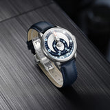 Mandetbrote Mechanical Exception Leather Strap Men's Watch - Orbital | Blue Flow