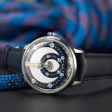 Mandetbrote Mechanical Exception Leather Strap Men's Watch - Orbital | Blue Flow