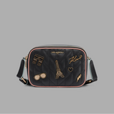 KARL LAGERFELD PARIS MAYBELLE CROSSBODY WITH PARIS PINS BLACK/GOLD | Until July 27 Only
