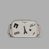 KARL LAGERFELD PARIS MAYBELLE CROSSBODY WITH PARIS PINS WHITE/SILVER | Until July 27 Only