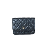 Chanel W25082803 Coco Mark Lambskin Pearl Chain Mini WOC16 Black Made In 2021-2022 (Very Good Condition)