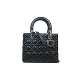 Dior Lady Dior Lamb Skin Black Handbag S25083002 (Very Good Condition)