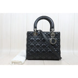 Dior Lady Dior Lamb Skin Black Handbag S25083002 (Very Good Condition)