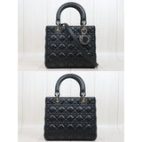 Dior Lady Dior Lamb Skin Black Handbag S25083002 (Very Good Condition)