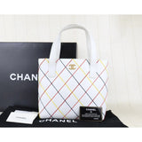 Chanel H25090813 Calf Leather Wild Ditch Hand Bag White Made In 2003～2004 (Good Condition)