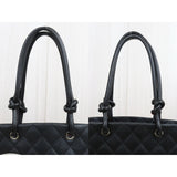 Chanel 25090802 Cambon Line Calf Leather ToteBag Black White MM Made In 2004-2005 (Good Condition)