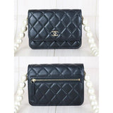 Chanel W25082803 Coco Mark Lambskin Pearl Chain Mini WOC16 Black Made In 2021-2022 (Very Good Condition)
