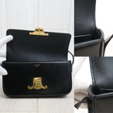 Celine Calf Leather Triomphe Black Shoulder Bag Golden Hardware S25090105 (Good Condition)
