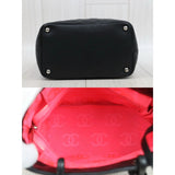 Chanel 25090802 Cambon Line Calf Leather ToteBag Black White MM Made In 2004-2005 (Good Condition)