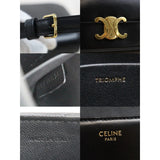 Celine Calf Leather Triomphe Black Shoulder Bag Golden Hardware S25090105 (Good Condition)