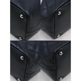 Chanel 25090802 Cambon Line Calf Leather ToteBag Black White MM Made In 2004-2005 (Good Condition)