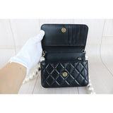 Chanel W25082803 Coco Mark Lambskin Pearl Chain Mini WOC16 Black Made In 2021-2022 (Very Good Condition)