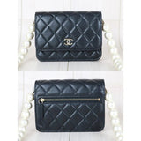 Chanel W25082803 Coco Mark Lambskin Pearl Chain Mini WOC16 Black Made In 2021-2022 (Very Good Condition)