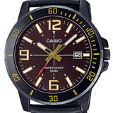 CASIO GENERAL MTP-VD01BL-5BVUDF-P BROWN DIAL BLACK STRAP MEN'S WATCH