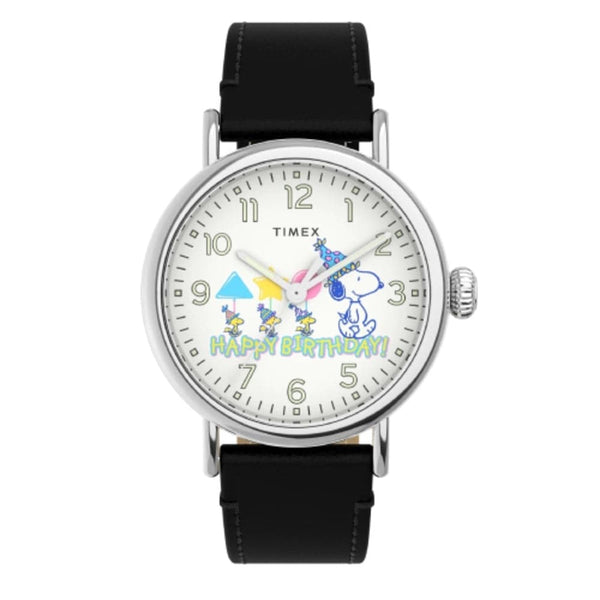 Timex Standard x Peanuts Featuring Snoopy Happy Birthday Leather Strap Watch TW2V61000