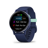 Garmin Vivoactive 5 Metallic Navy Aluminum Bezel with Navy Case and Silicone Band GM-010-02862-52