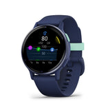 Garmin Vivoactive 5 Metallic Navy Aluminum Bezel with Navy Case and Silicone Band GM-010-02862-52