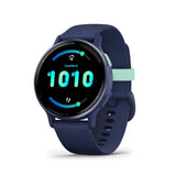 Garmin Vivoactive 5 Metallic Navy Aluminum Bezel with Navy Case and Silicone Band GM-010-02862-52
