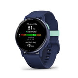 Garmin Vivoactive 5 Metallic Navy Aluminum Bezel with Navy Case and Silicone Band GM-010-02862-52