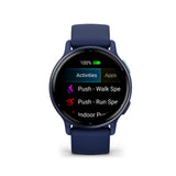 Garmin Vivoactive 5 Metallic Navy Aluminum Bezel with Navy Case and Silicone Band GM-010-02862-52