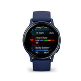 Garmin Vivoactive 5 Metallic Navy Aluminum Bezel with Navy Case and Silicone Band GM-010-02862-52