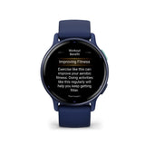 Garmin Vivoactive 5 Metallic Navy Aluminum Bezel with Navy Case and Silicone Band GM-010-02862-52