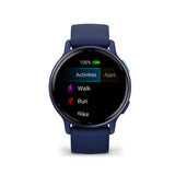 Garmin Vivoactive 5 Metallic Navy Aluminum Bezel with Navy Case and Silicone Band GM-010-02862-52