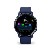 Garmin Vivoactive 5 Metallic Navy Aluminum Bezel with Navy Case and Silicone Band GM-010-02862-52