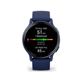 Garmin Vivoactive 5 Metallic Navy Aluminum Bezel with Navy Case and Silicone Band GM-010-02862-52