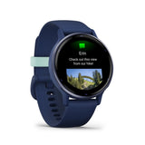 Garmin Vivoactive 5 Metallic Navy Aluminum Bezel with Navy Case and Silicone Band GM-010-02862-52