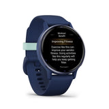 Garmin Vivoactive 5 Metallic Navy Aluminum Bezel with Navy Case and Silicone Band GM-010-02862-52