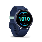 Garmin Vivoactive 5 Metallic Navy Aluminum Bezel with Navy Case and Silicone Band GM-010-02862-52