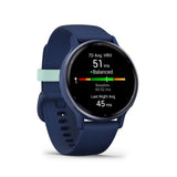 Garmin Vivoactive 5 Metallic Navy Aluminum Bezel with Navy Case and Silicone Band GM-010-02862-52