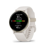 Garmin Vivoactive 5 Cream Gold Aluminum Bezel with Ivory Case and Silicone Band GM-010-02862-51