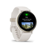 Garmin Vivoactive 5 Cream Gold Aluminum Bezel with Ivory Case and Silicone Band GM-010-02862-51