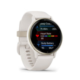 Garmin Vivoactive 5 Cream Gold Aluminum Bezel with Ivory Case and Silicone Band GM-010-02862-51