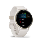 Garmin Vivoactive 5 Cream Gold Aluminum Bezel with Ivory Case and Silicone Band GM-010-02862-51