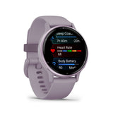 Garmin Vivoactive 5 Metallic Orchid Aluminum Bezel with Orchid Case and Silicone GM-010-02862-53