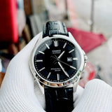 CASIO GENERAL MTS-100L-1AVDF-P BLACK LEATHER MEN WATCH
