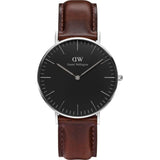 DANIEL WELLINGTON CLASSIC BRISTOL SILVER STAINLESS STEEL DW00100143 BROWN LEATHER STRAP UNISEX'S WATCH