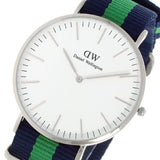 DANIEL WELLINGTON WARWICK SILVER STAINLESS STEEL DW00100019 STRIPED NATO STRAP MEN'S WATCH
