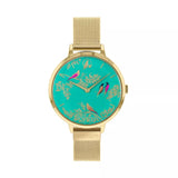 SARA MILLER CHELSEA GREEN DIAL GOLD MESH STRAP WOMEN'S WATCH SA4008