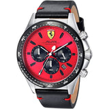 FERRARI SCUDERIA PILOTA 0830387 BLACK LEATHER STRAP MEN'S WATCH