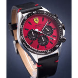 FERRARI SCUDERIA PILOTA 0830387 BLACK LEATHER STRAP MEN'S WATCH
