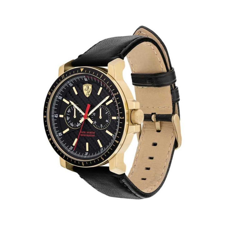 FERRARI TURBO 0830451 BLACK LEATHER STRAP MEN'S WATCH - H2 Hub Watches
