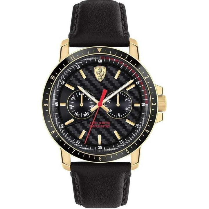 FERRARI TURBO 0830451 BLACK LEATHER STRAP MEN'S WATCH - H2 Hub Watches