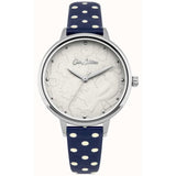 CATH KIDSTON QUARTZ 3D BIRD SILVER ALLOY CKL057US NAVY SPOT LEATHER WATCH LADIES WATCH