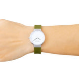BERING 15531-800 MAX RENE POLISHED SILVER CASE & GREEN RUBBER STRAP WOMEN'S WATCH